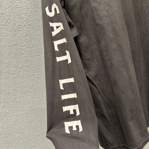 Salt Life T-Shirt Mens Medium Black Long Sleeve Spellout Sleeve Pre-Shrunk NEW - Picture 6 of 7